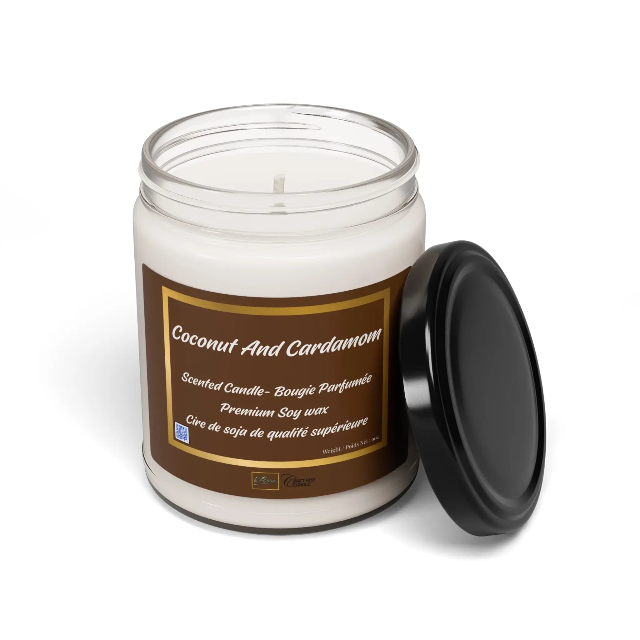 Soy Candle - Coconut Cream and Cardamom Scent, 9oz Relaxa Candle Canada