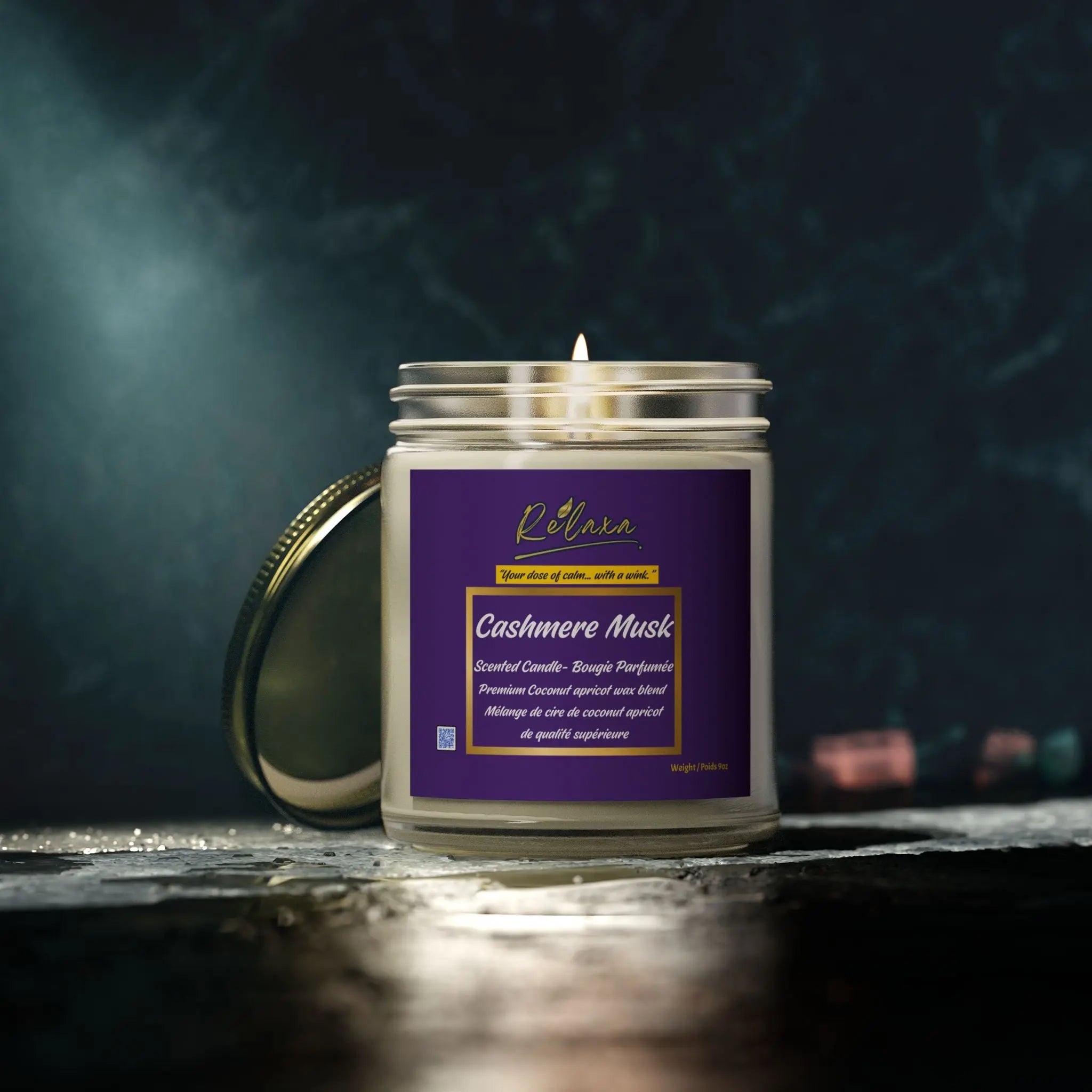 Candle, Cashmere Musk Scented Coconut Apricot Printify