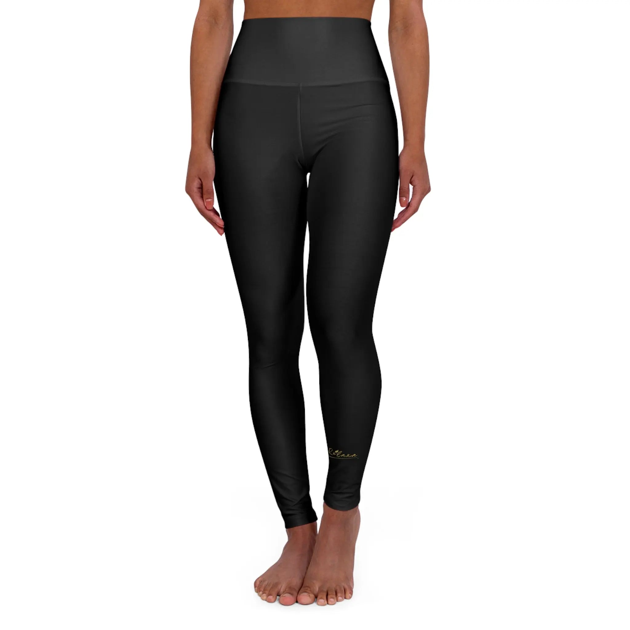 High Waisted Relaxa Yoga Leggings with Inspirational Text - Perfect for Fitness & Wellness Printify