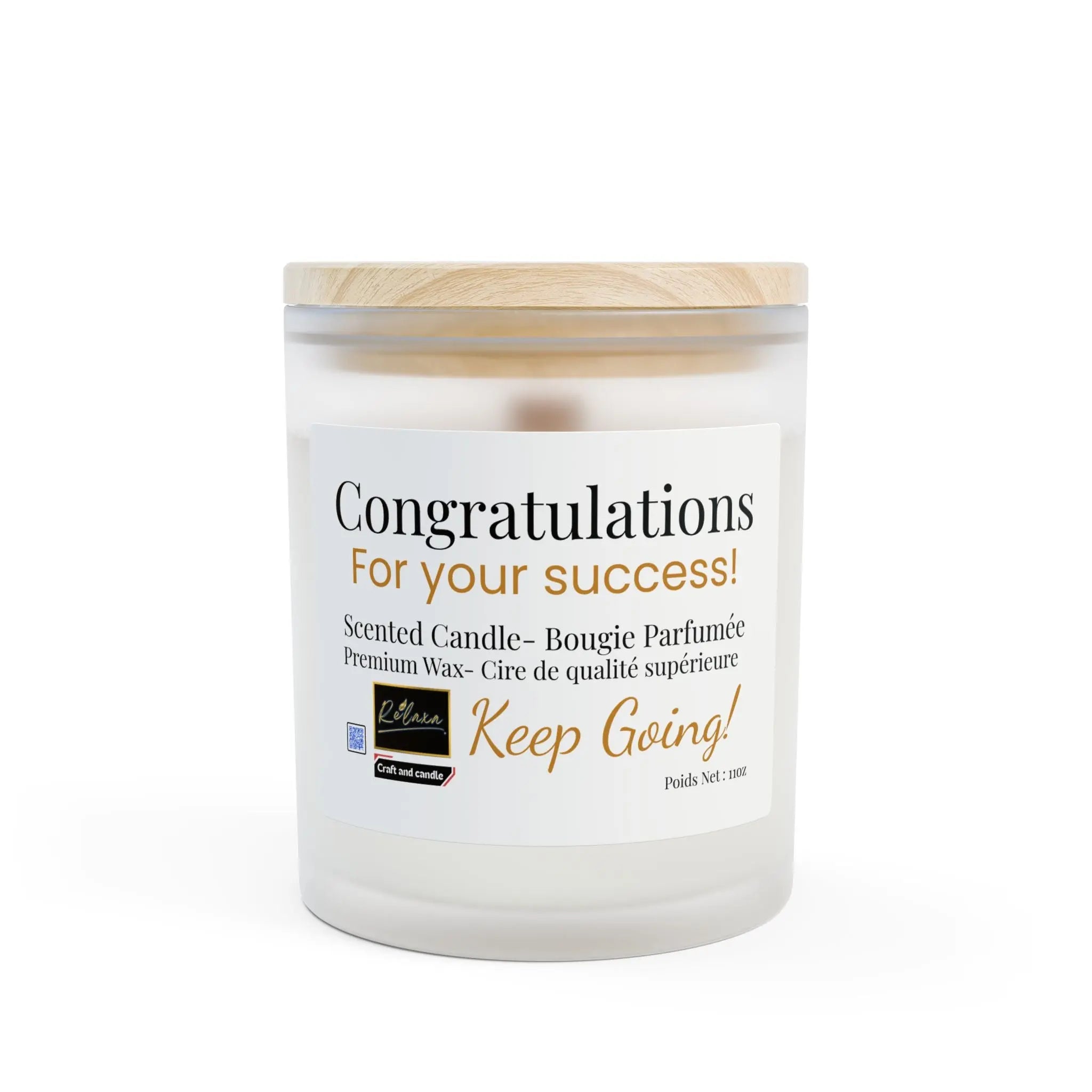 Frosted Glass Graduation Candle - Congratulations for your Business! Printify
