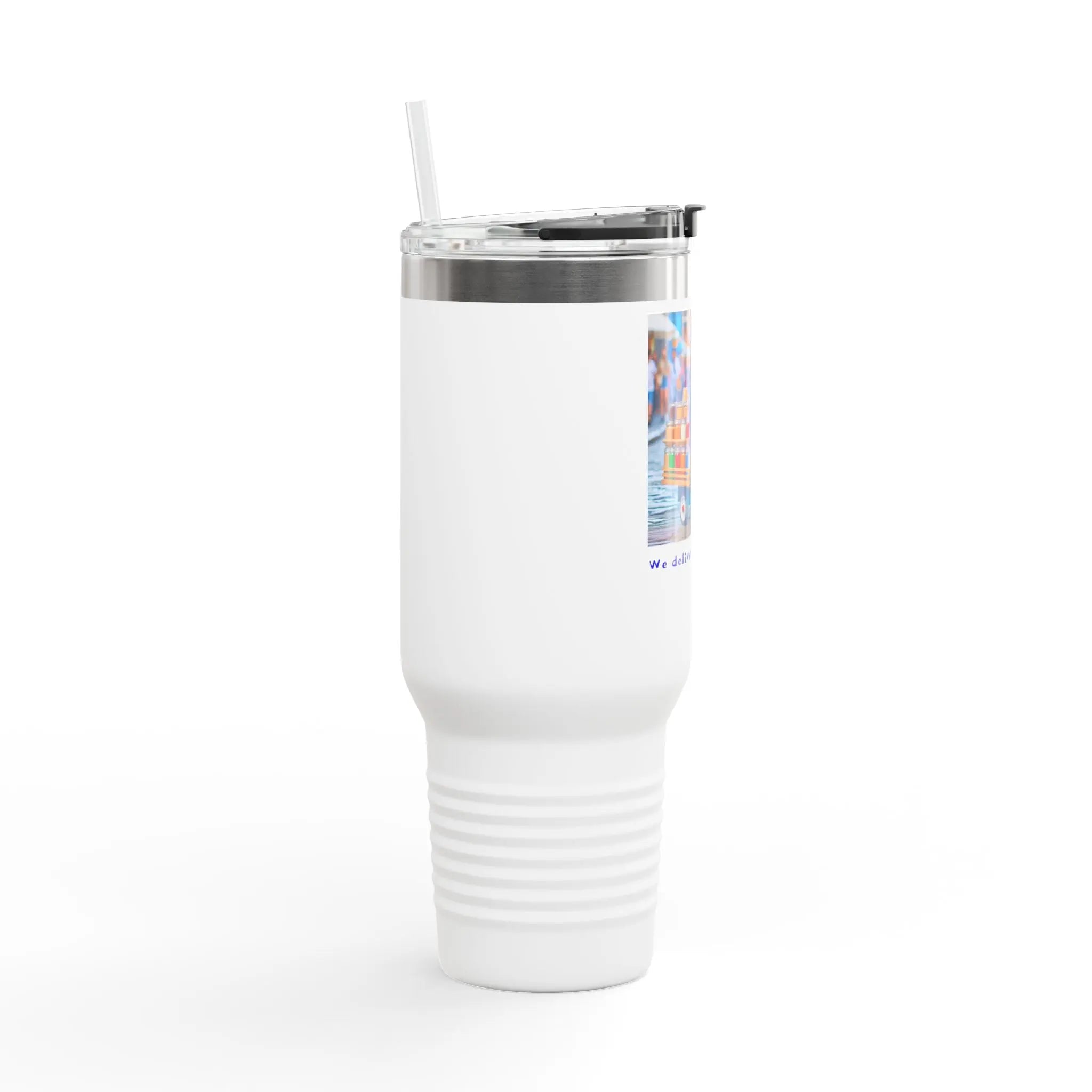 Insulated Travel Mug - We Deliver Everywhere Design, 40oz Printify
