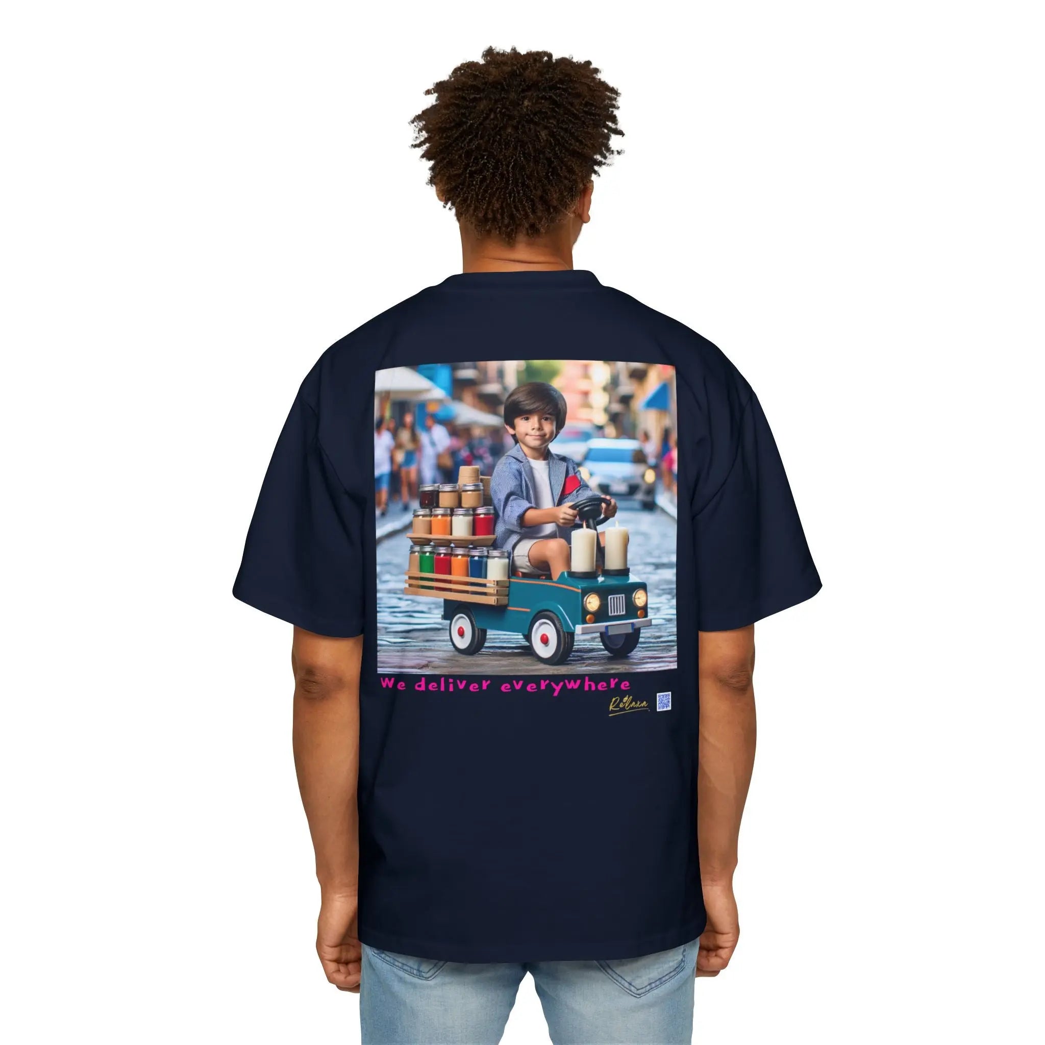 Relaxa Men's Heavy Oversized Tee - Relax & Deliver Graphic Tee Printify