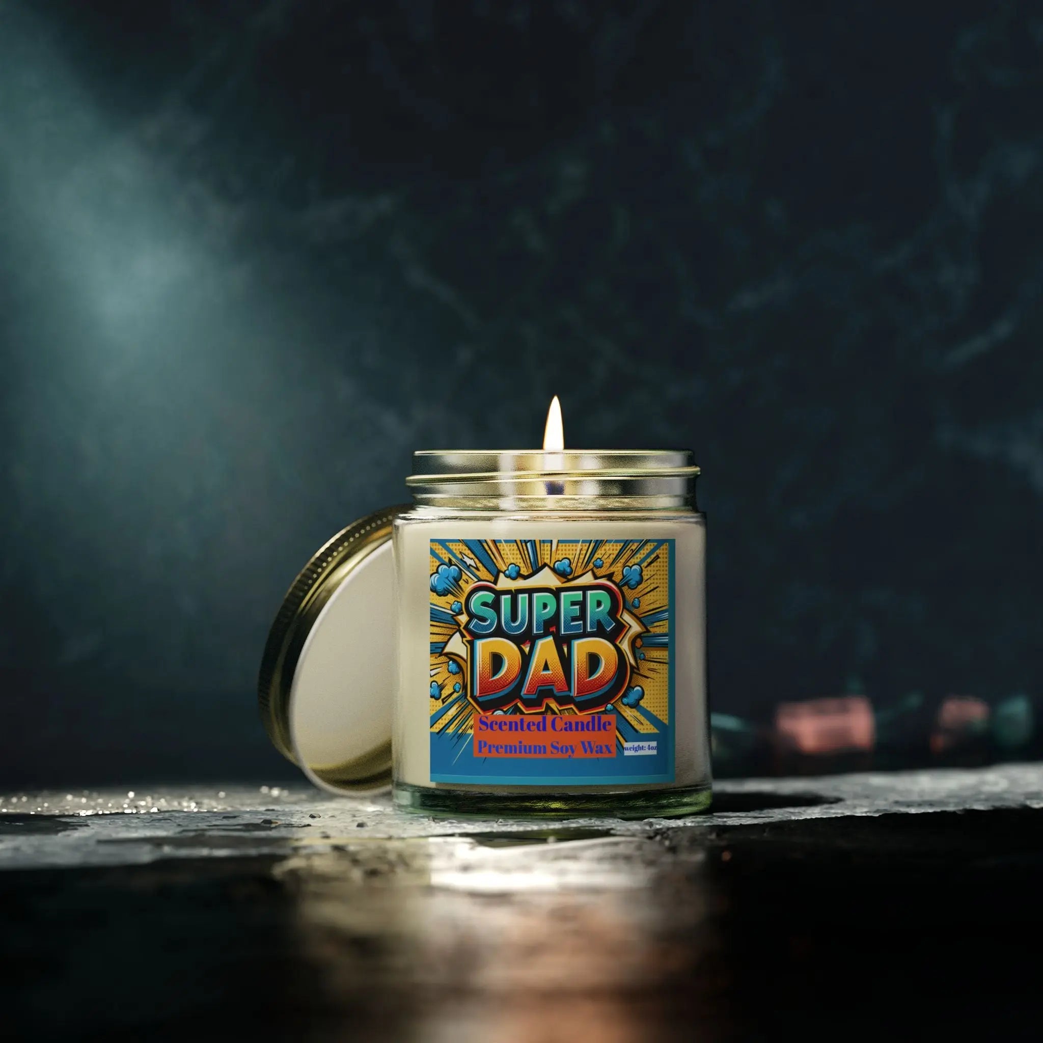 Super Dad Scented Candle - Premium Coconut Apricot Wax - Perfect Gift for Father's Day Printify