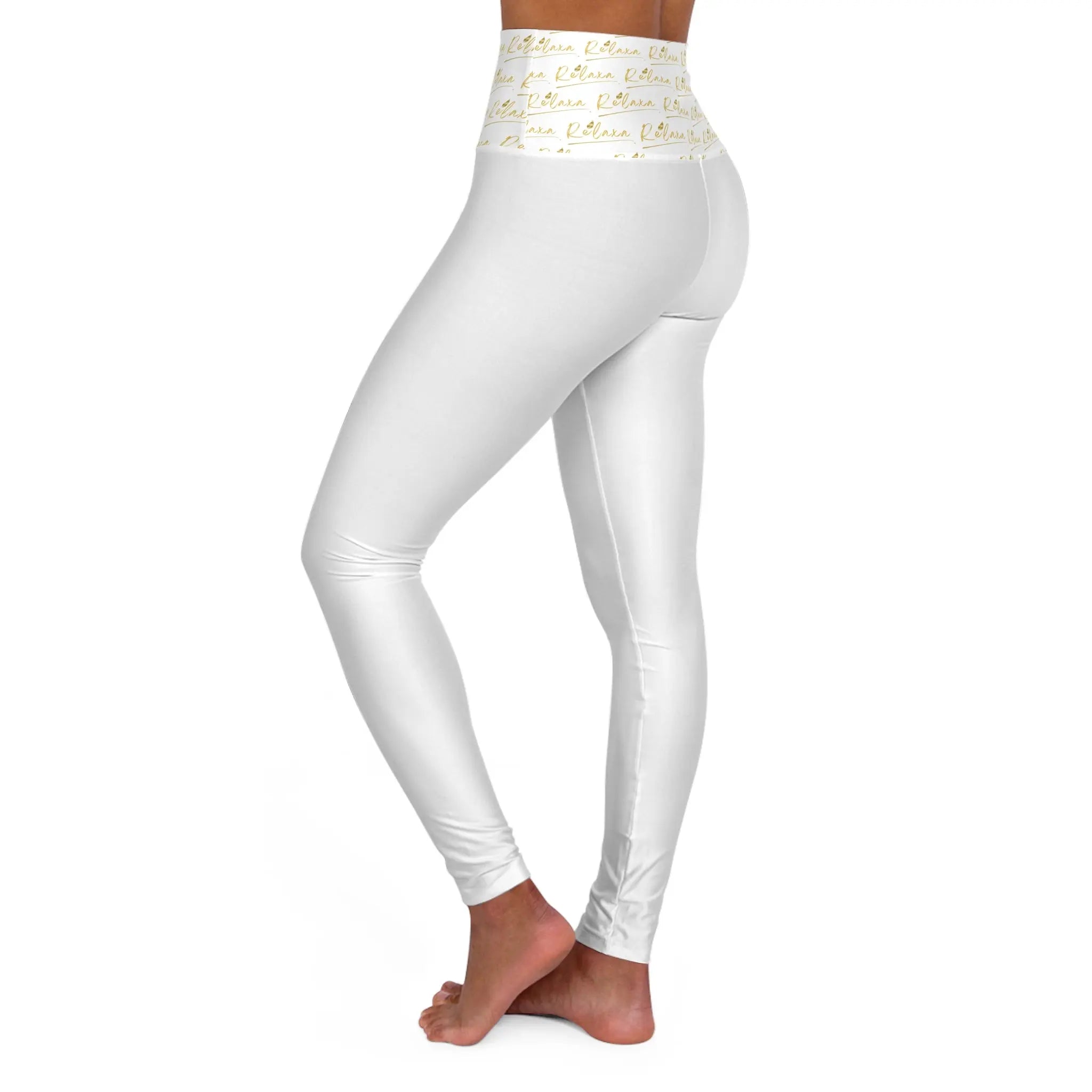 High Waisted Relaxa Yoga Leggings with Inspirational Text - Perfect for Fitness & Wellness Printify