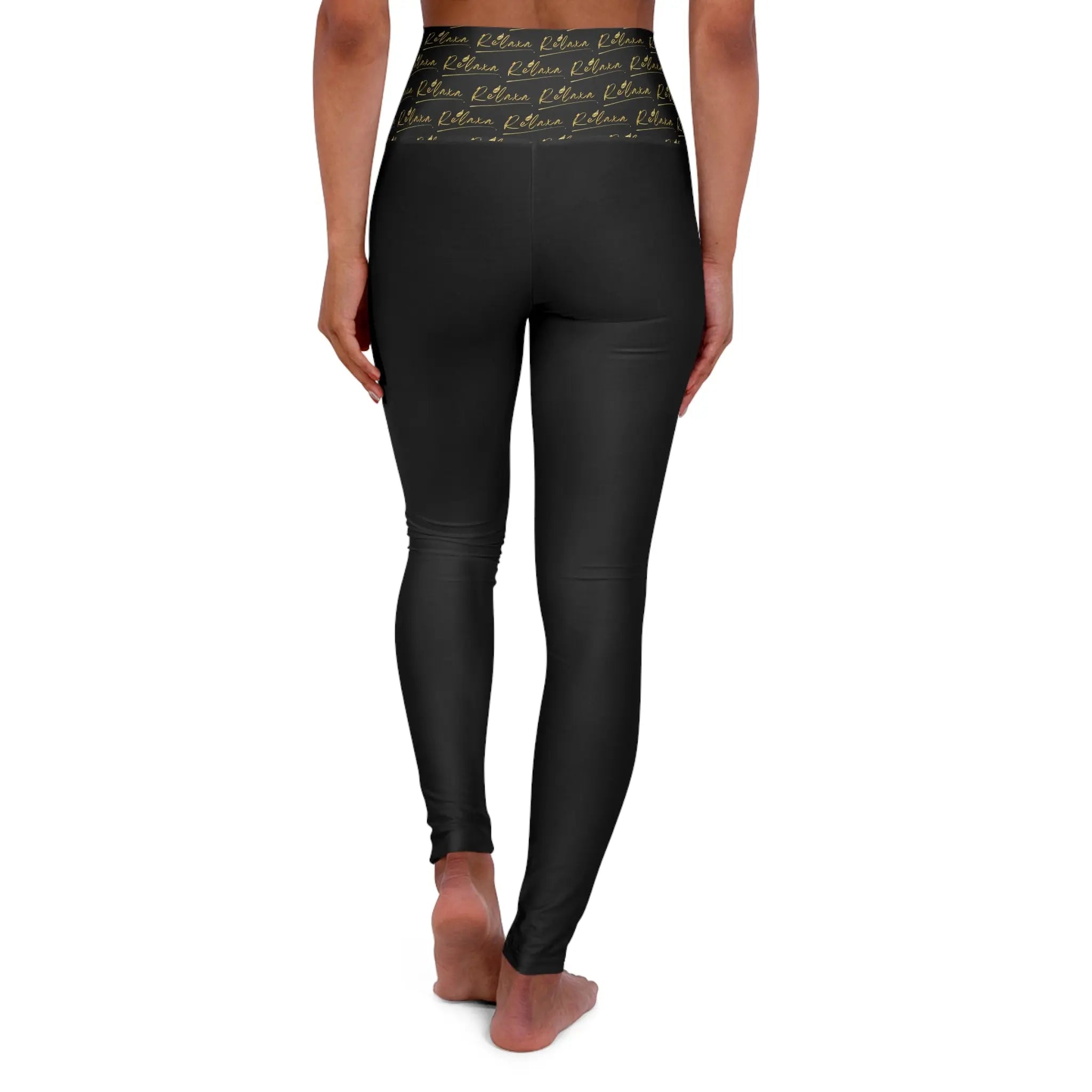 High Waisted Relaxa Yoga Leggings with Inspirational Text - Perfect for Fitness & Wellness Printify
