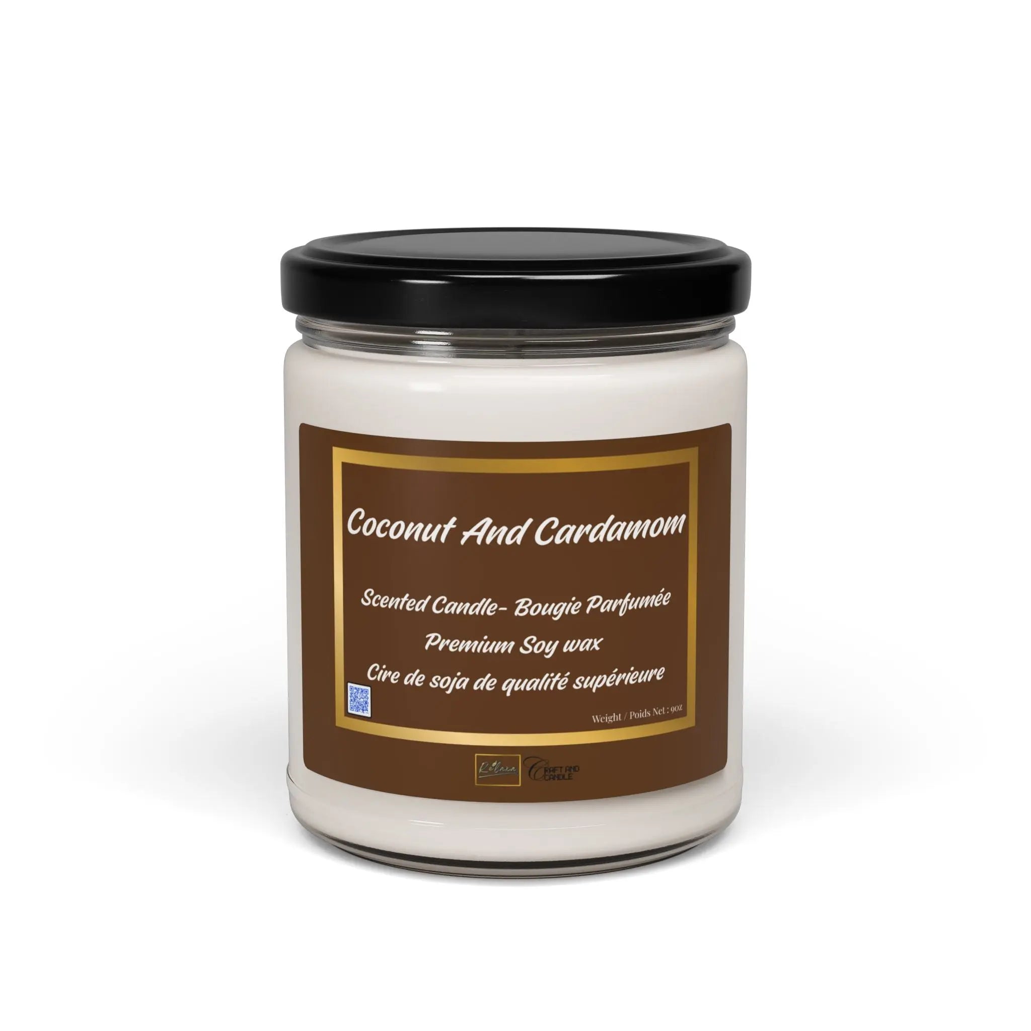 Soy Candle - Coconut Cream and Cardamom Scent, 9oz Relaxa Candle Canada