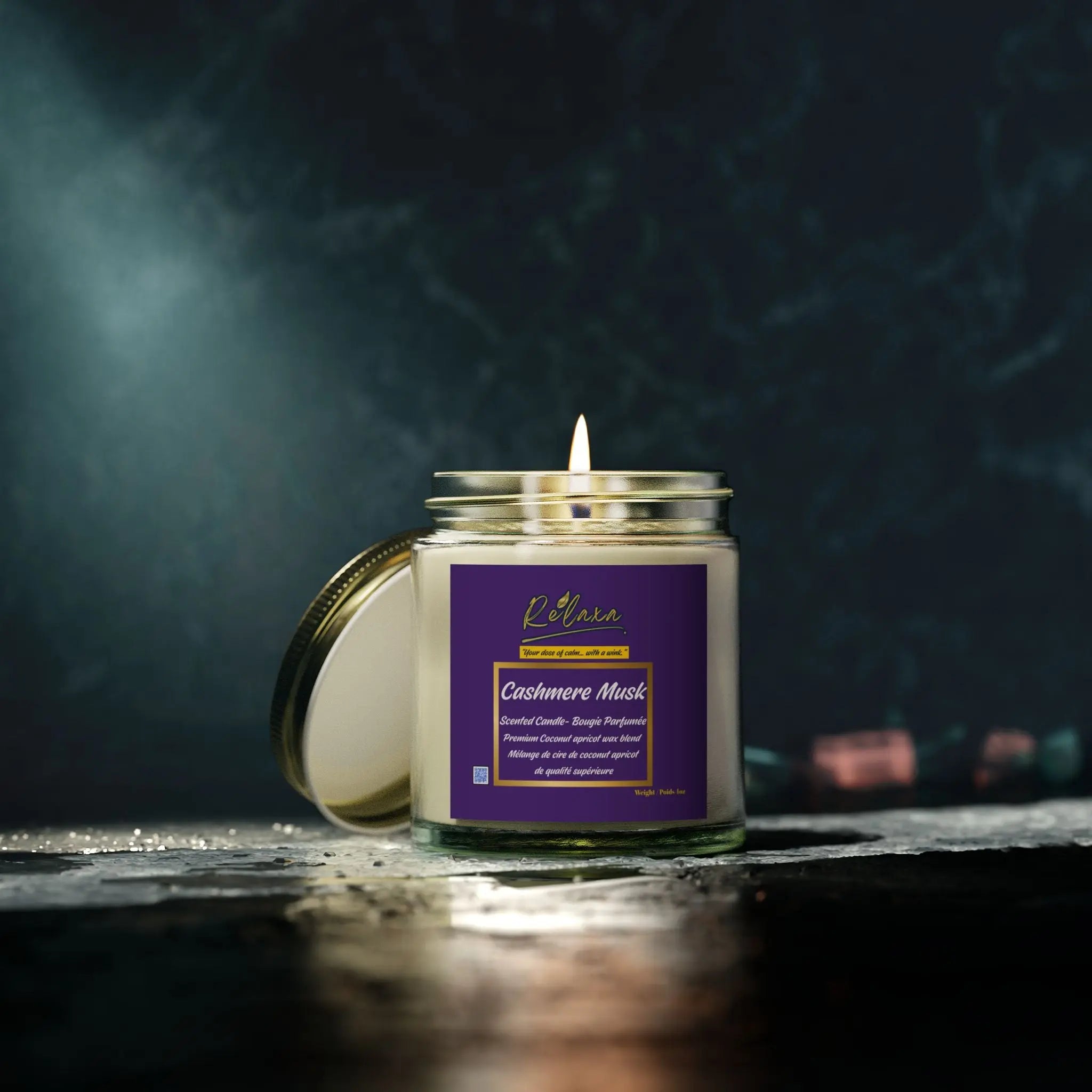 Candle, Cashmere Musk Scented Coconut Apricot Printify