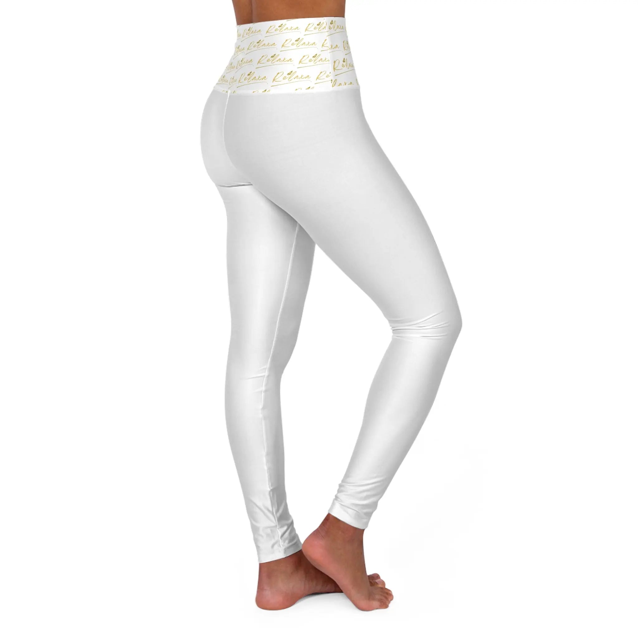 High Waisted Relaxa Yoga Leggings with Inspirational Text - Perfect for Fitness & Wellness Printify