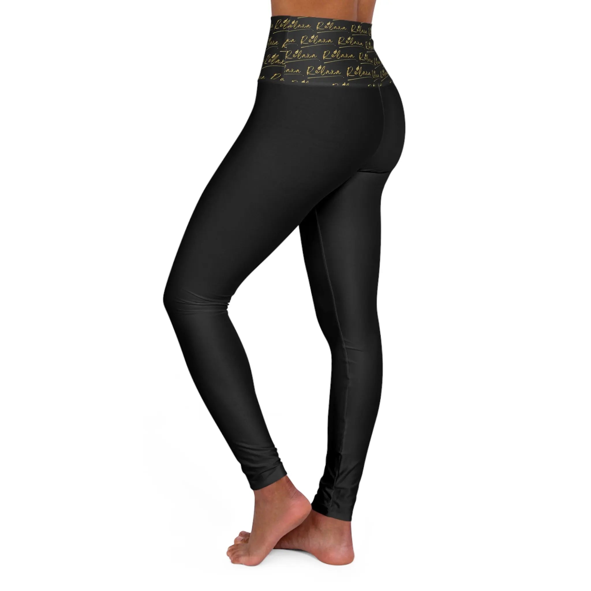 High Waisted Relaxa Yoga Leggings with Inspirational Text - Perfect for Fitness & Wellness Printify