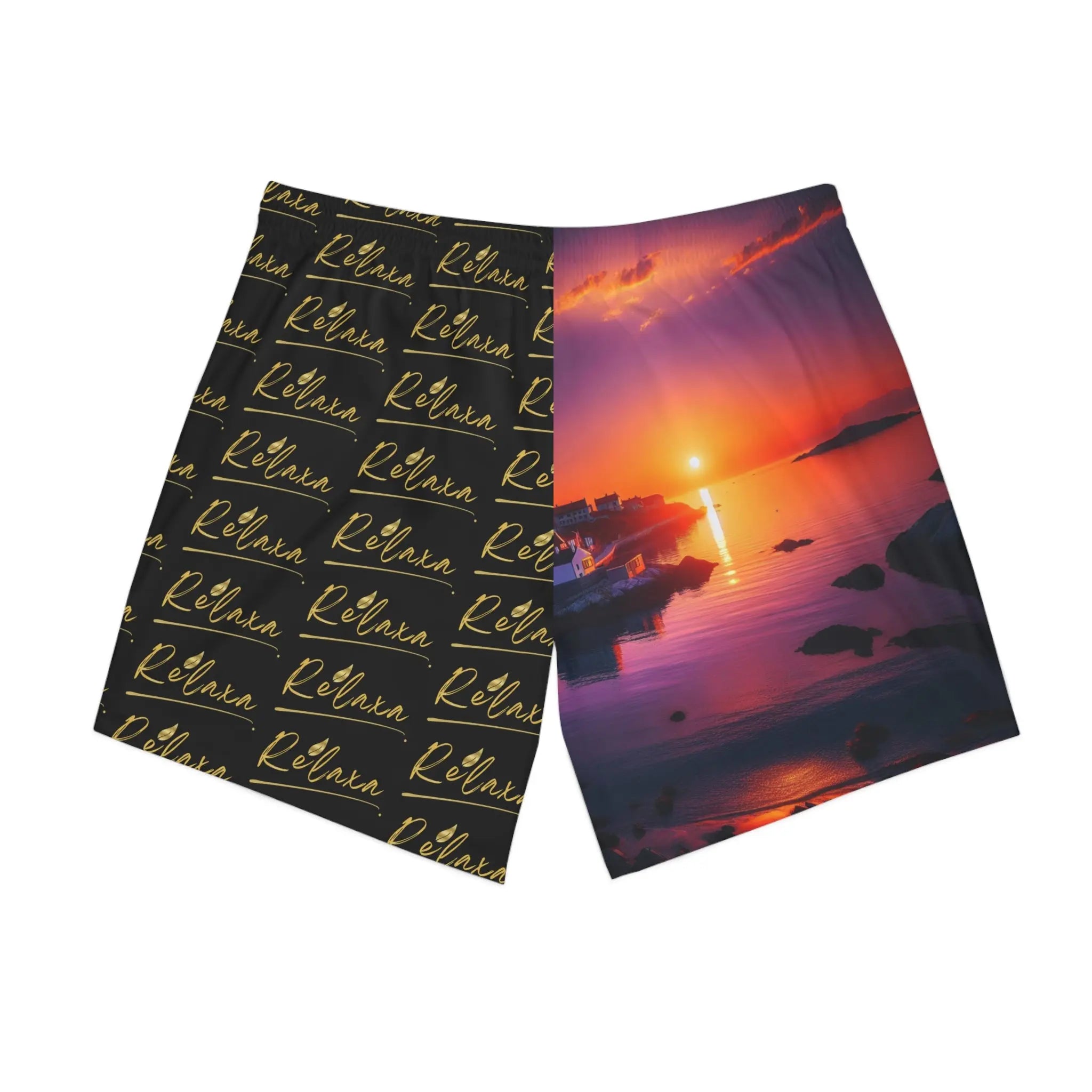 Men's Relaxa Sunset Beach Shorts - Stylish Elastic Swim Trunks for Summer Fun Printify