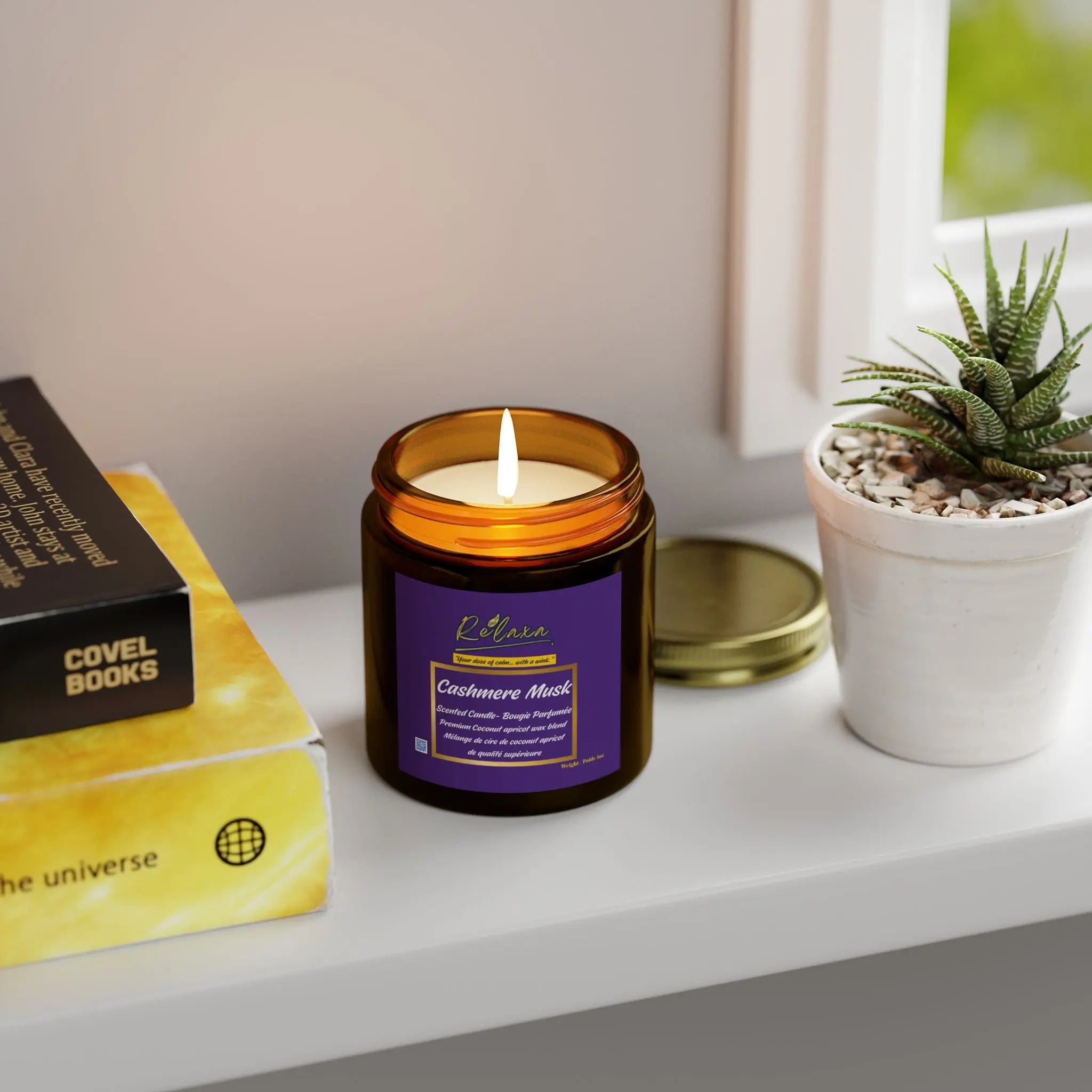 Candle, Cashmere Musk Scented Coconut Apricot Printify