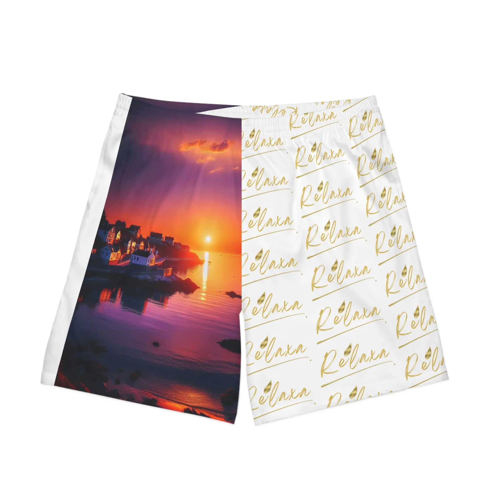 Men's Relaxa Sunset Beach Shorts - Stylish Elastic Swim Trunks for Summer Fun Printify