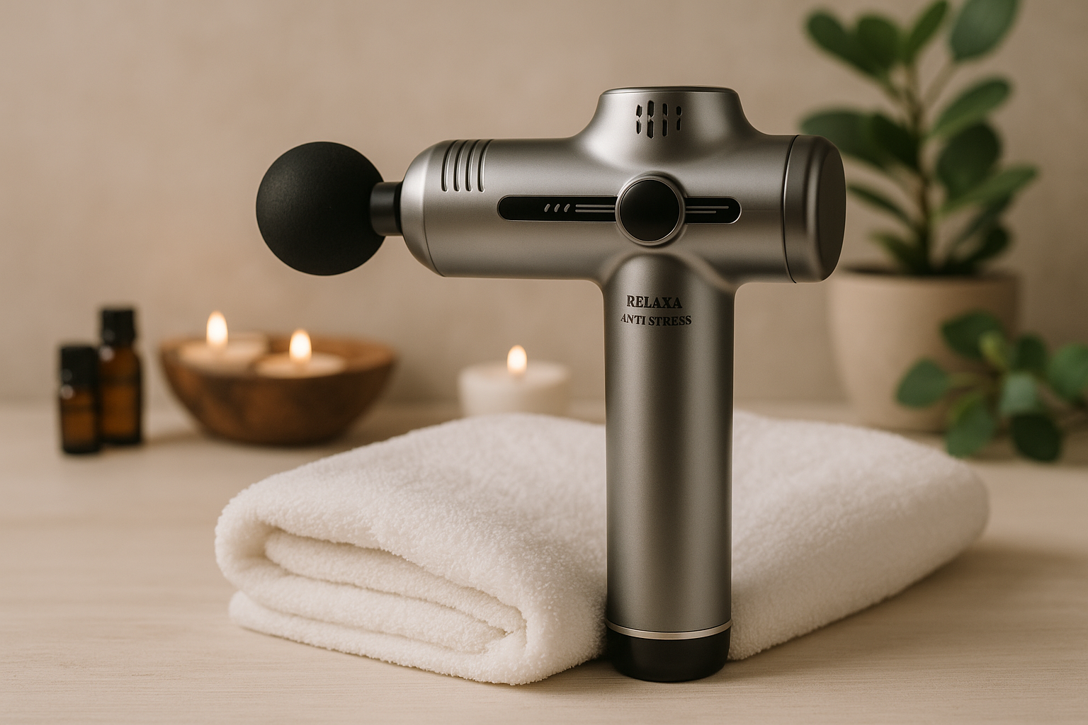 Automatic Percussion Massager for Deep Tissue Massage, Multiple Settings, Accessories Included Relaxa Candle Canada